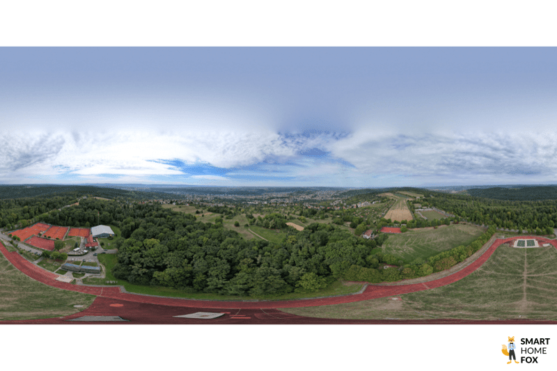 Eine Kugel Panorama Aufnahme der DJI Air 2S Drohne im Test